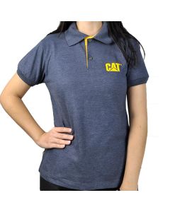 Camisa Polo Feminina Chumbo com Amarelo CAT-Confecção - P